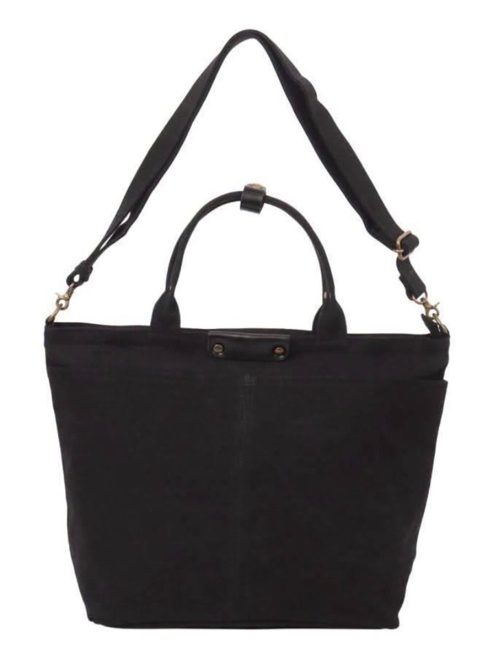 Black Minimalist Tote Bag with Top Handles and Adjustable Shoulder Strap - Picture 1 of 5